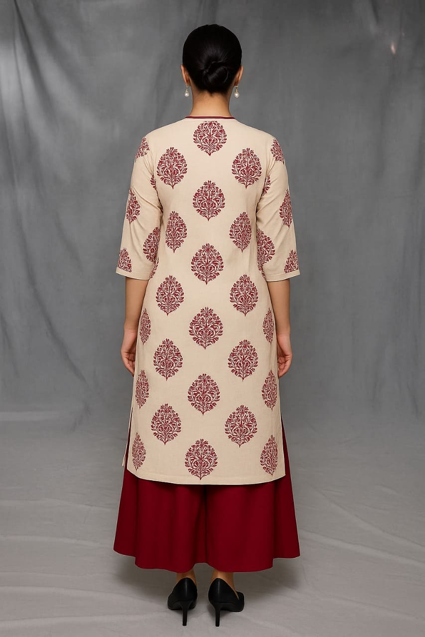 D.Gokuldas NX - Off - White Print Kurti